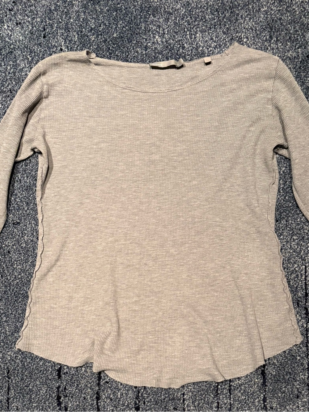Vince Women's Light Grey Long Sleeve Ribbed Knit Top